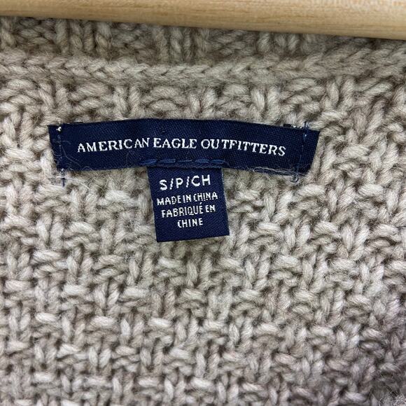 American Eagle Tunic Sweater Size S Bobble Neutral Taupe Beige V Neck - Picture 4 of 10